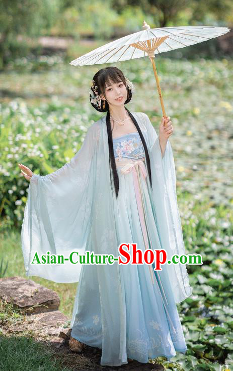 Chinese Tang Dynasty Princess Costumes Traditional Ancient Goddess Hanfu Apparels Wide Sleeve Cape and Dress for Women