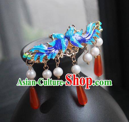 Chinese Classical Cloisonne Phoenix Hair Claw Hair Accessories Handmade Ancient Hanfu Hairpin for Women