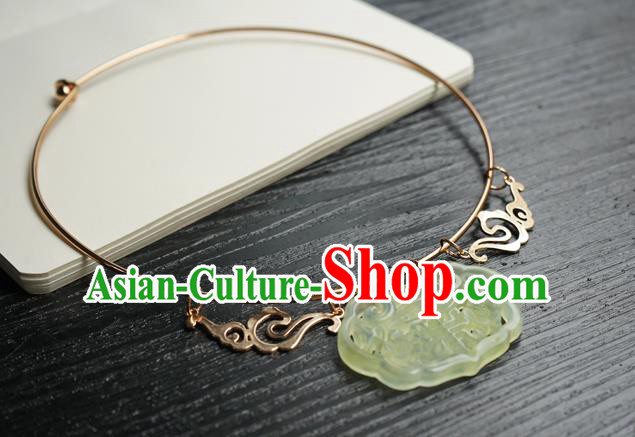 Chinese Handmade Hanfu Ming Dynasty Necklace Classical Jewelry Accessories Ancient Princess Jade Necklet for Women