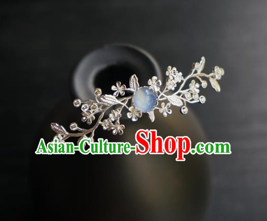 Chinese Classical Argent Plum Blossom Hair Clip Hair Accessories Handmade Ancient Jin Dynasty Hanfu Hairpin for Women