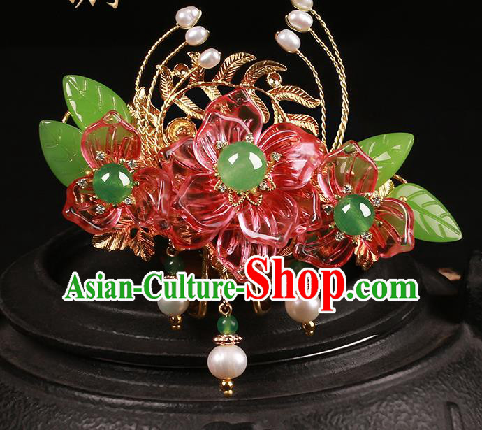 Chinese Classical Tang Dynasty Princess Flowers Hair Crown Hair Accessories Handmade Ancient Court Hanfu Hairpins for Women