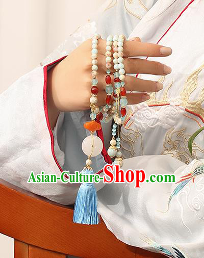 Chinese Handmade Hanfu Beads Bracelet Classical Jewelry Accessories Jade Tassel Bangle for Women