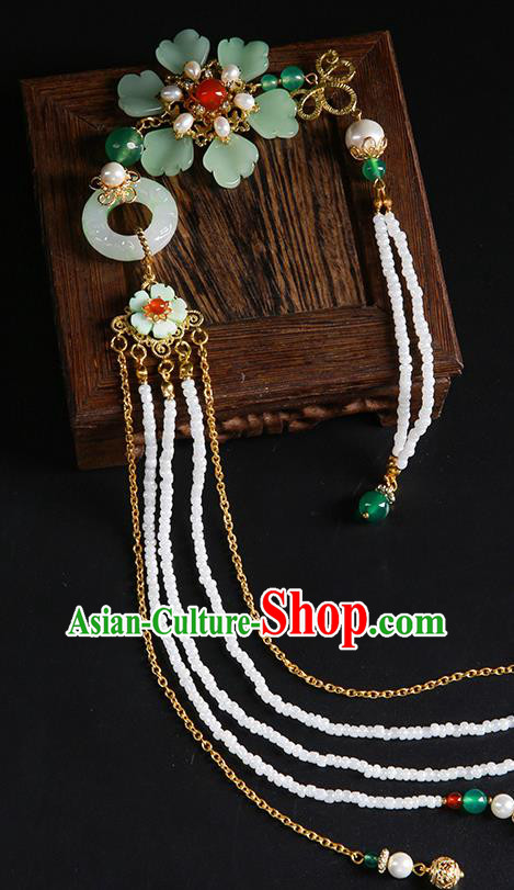 Chinese Classical Jade Carving Waist Accessories Ancient Princess Hanfu Beads Tassel Belt Pendant