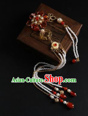 Chinese Classical Yellow Jade Carving Waist Accessories Ancient Princess Hanfu Beads Tassel Belt Pendant