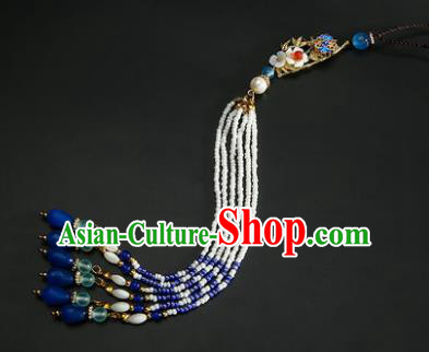 Chinese Classical Blueing Waist Accessories Ancient Princess Hanfu Pearls Tassel Belt Pendant