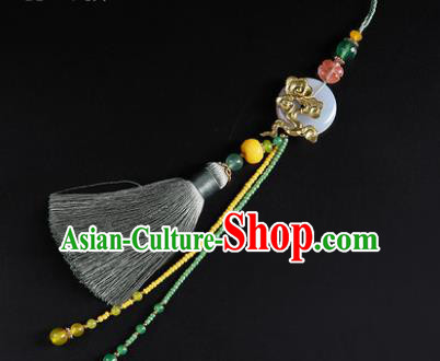 Chinese Classical Hanfu Green Tassel Waist Accessories Ancient Princess Jade Belt Pendant