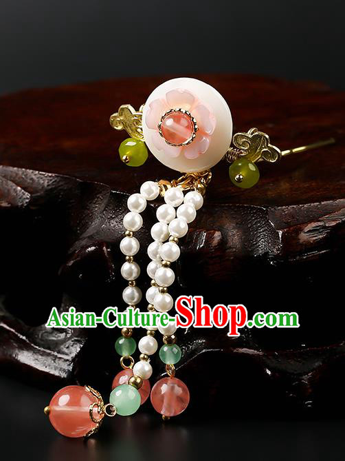 Chinese Classical Beads Tassel Hair Clips Hanfu Hair Accessories Handmade Ancient Princess Little Hairpins for Women