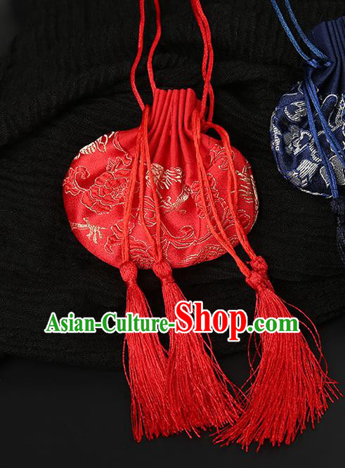 Chinese Classical Hanfu Red Silk Waist Accessories Ancient Princess Sachet Belt Pendant