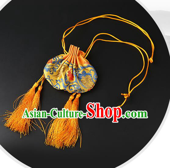Chinese Classical Hanfu Golden Silk Perfume Satchel Waist Accessories Ancient Princess Sachet Belt Pendant