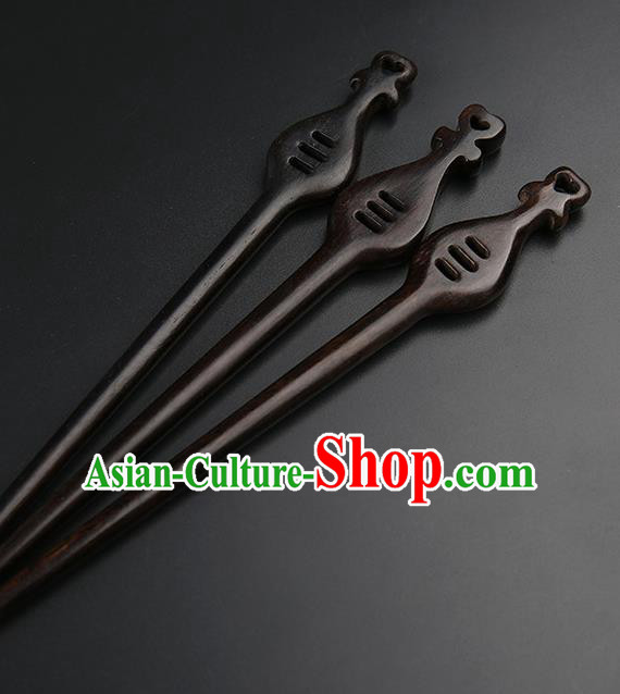 Chinese Classical Ebony Hair Clip Hanfu Hair Accessories Handmade Ancient Princess Wood Hairpins for Women