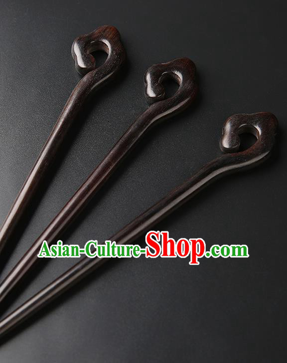 Chinese Classical Ebony Hair Clip Hanfu Hair Accessories Handmade Ancient Princess Wood Hairpins for Women