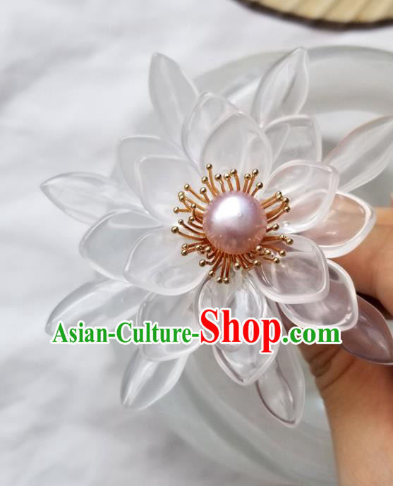 Chinese Classical White Epiphyllum Hair Clip Hanfu Hair Accessories Handmade Ancient Princess Hairpins for Women