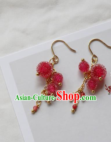 Handmade Chinese Ear Accessories Classical Eardrop Ancient Women Hanfu Waxberry Earrings