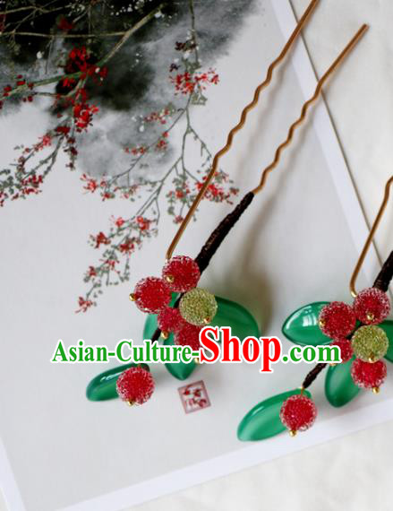 Chinese Classical Hair Clip Hanfu Hair Accessories Handmade Ancient Princess Waxberry Hairpins for Women