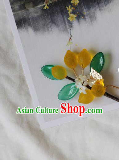 Chinese Classical Lemon Hair Clip Hanfu Hair Accessories Handmade Ancient Princess Hairpins for Women