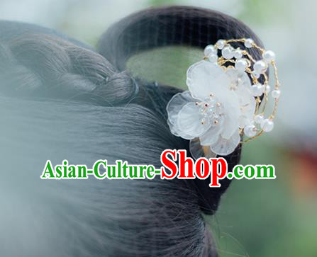 Chinese Classical Silk Flowers Hair Clip Hanfu Hair Accessories Handmade Ancient Princess Hairpin for Women