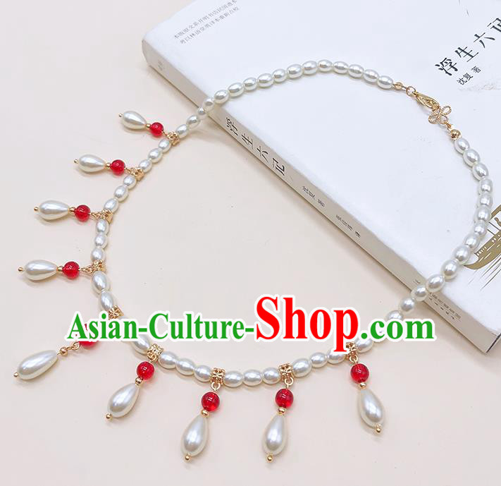 Chinese Classical Hair Clasp Women Hanfu Hair Accessories Handmade Ancient Princess Red Beads Eyebrows Pendant