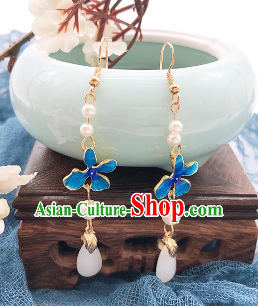 Handmade Chinese Classical Cloisonne Ear Accessories Eardrop Ancient Ming Dynasty Court Women Hanfu Earrings