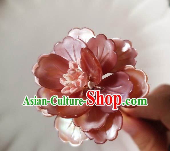 Chinese Classical Shell Peony Hair Clip Hanfu Hair Accessories Handmade Ancient Princess Hairpins for Women