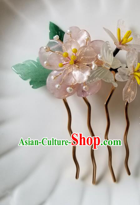 Chinese Classical Plum Hair Comb Hanfu Hair Accessories Handmade Ancient Princess Butterfly Hairpins for Women