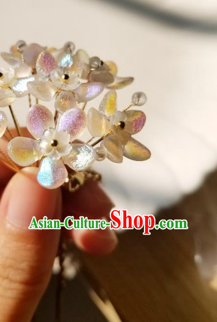 Chinese Classical Hydrangea Hair Comb Hanfu Hair Accessories Handmade Ancient Princess Flowers Hairpins for Women