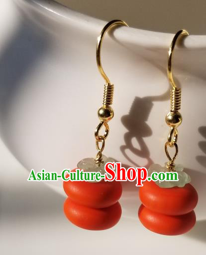 Handmade Chinese Ear Accessories Classical Eardrop Ancient Women Hanfu Persimmon Earrings