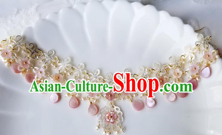 Chinese Handmade Shell Necklet Classical Jewelry Accessories Ancient Hanfu Tassel Necklace for Women