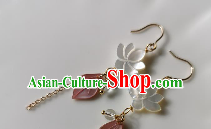 Handmade Chinese Ear Accessories Classical Eardrop Ancient Women Hanfu Shell Lotus Earrings