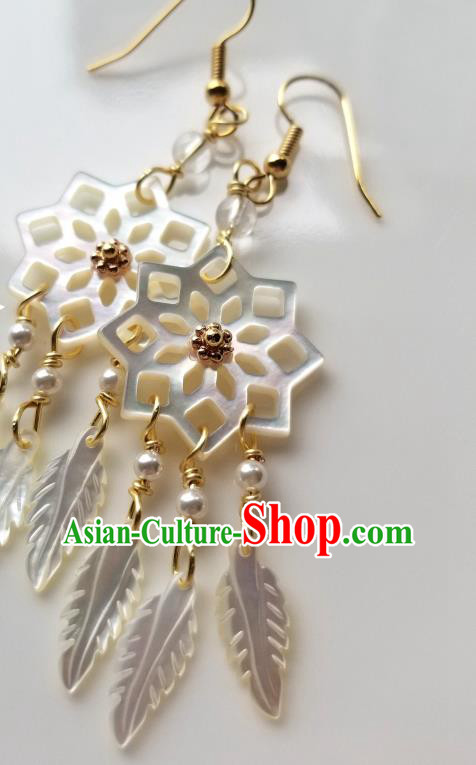 Handmade Chinese Shell Dreamcatcher Ear Accessories Classical Eardrop Ancient Women Hanfu Earrings