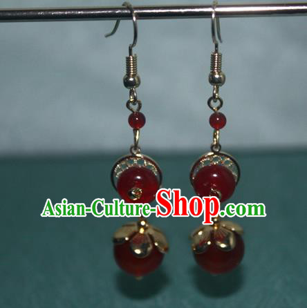 Handmade Chinese Agate Ear Accessories Classical Eardrop Ancient Women Hanfu Bride Earrings