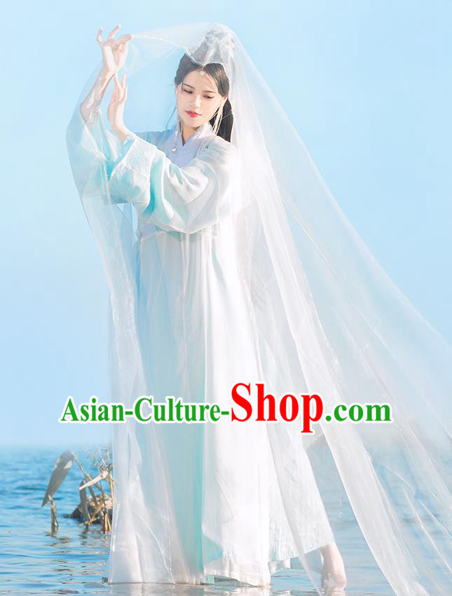 Chinese Ming Dynasty Female Swordsman Dress Traditional Hanfu Apparels Ancient Taoist Nun Historical Costumes