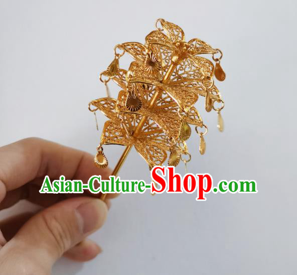 Chinese Classical Court Hair Clip Women Hanfu Hair Accessories Handmade Ancient Tang Dynasty Empress Golden Hairpins