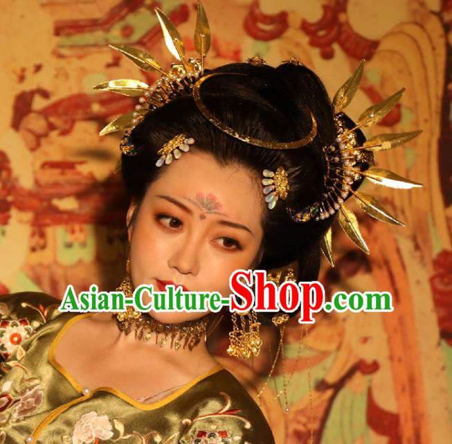 Chinese Classical Dance Hair Clip Women Hanfu Hair Accessories Handmade Ancient Tang Dynasty Court Hairpins Complete Set