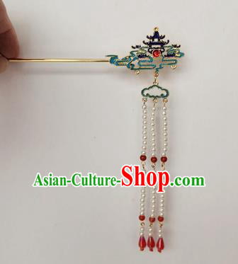 Chinese Classical Ancient Ming Dynasty Empress Tassel Hairpins Women Hanfu Hair Accessories Handmade Palace Hair Clip