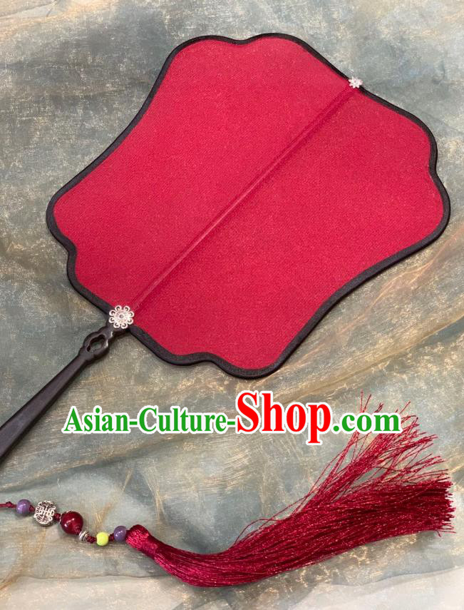 Chinese Classical Hanfu Princess Red Silk Fan Ancient Song Dynasty Wedding Palace Fans Bride Fans
