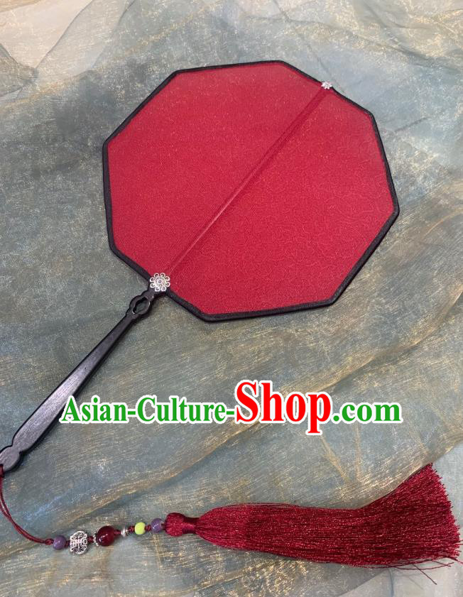 Chinese Classical Hanfu Court Lady Fan Ancient Song Dynasty Wedding Palace Fans Princess Red Silk Fans