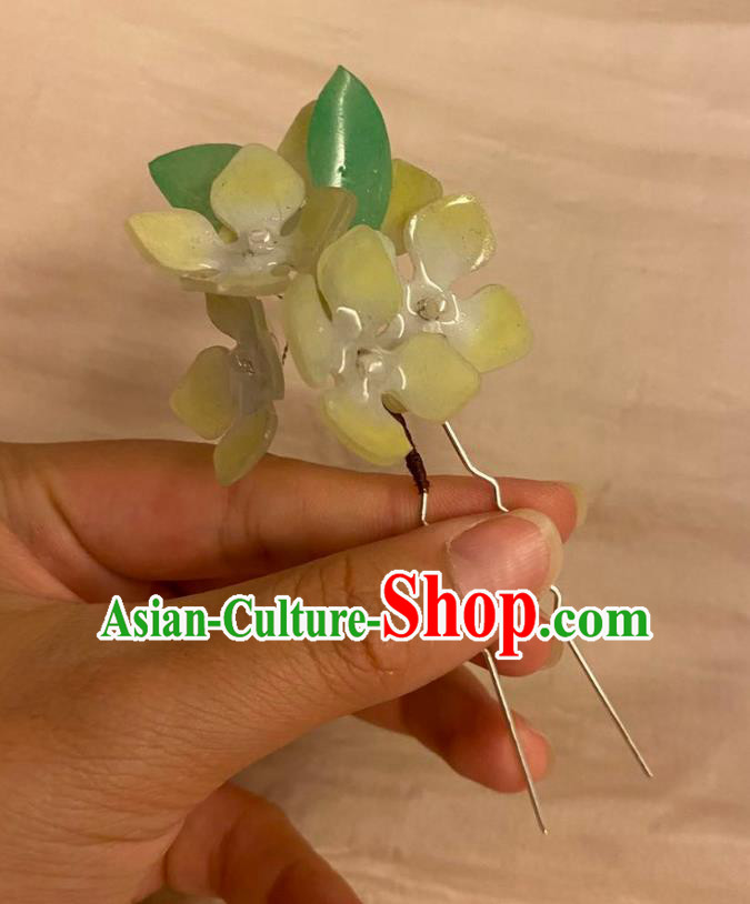 Chinese Ancient Palace Lady Fragrans Hairpin Hanfu Hair Accessories Handmade Flowers Hair Clip