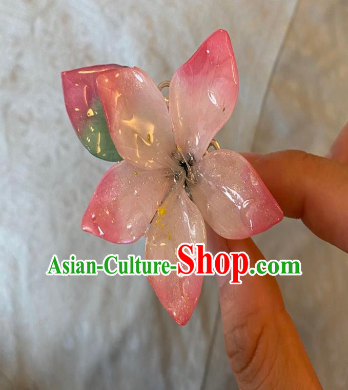 Chinese Women Hanfu Hair Accessories Classical Pink Peach Blossom Hair Clip Handmade Ancient Princess Hairpin