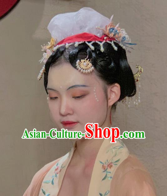 Chinese Ancient Imperial Concubine Hairpin Hanfu Hair Accessories Handmade Song Dynasty Court Women Hair Crown Complete Set