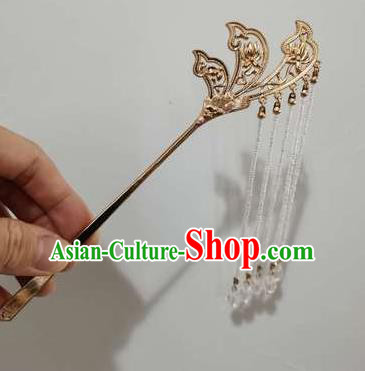 Chinese Ancient Imperial Concubine Tassel Hairpin Hanfu Hair Accessories Handmade Song Dynasty Court Women Golden Hair Clip