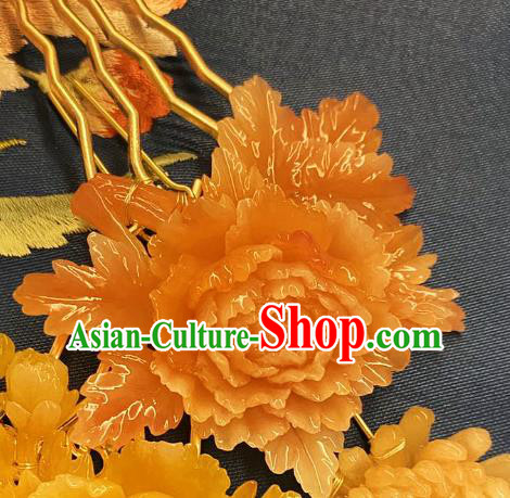 Chinese Ancient Princess Peony Hairpins Hair Accessories Handmade Kimono Courtesan Flower Hair Comb