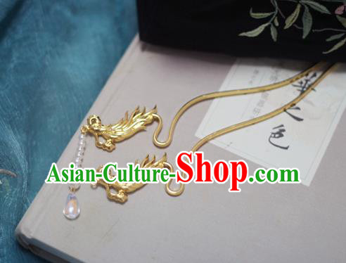 Chinese Ancient Empress Hairpins Hair Accessories Handmade Ming Dynasty Golden Phoenix Hair Stick