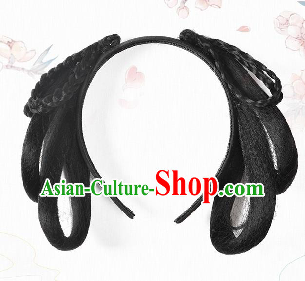 Chinese Classical Ancient Young Lady Hanfu Wigs Song Dynasty Palace Maid Wig Hair Clasp Accessories