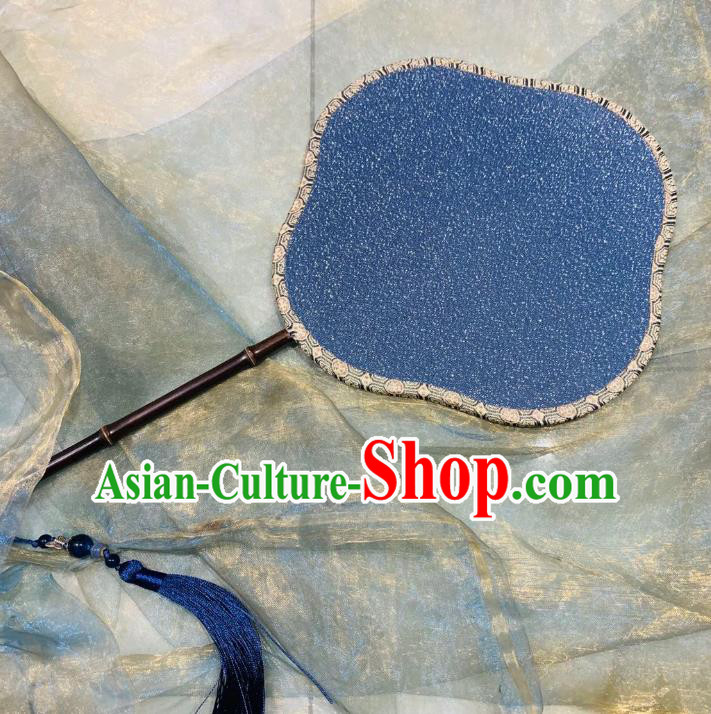 Chinese Classical Ancient Hanfu Blue Silk Fan Song Dynasty Princess Clover Palace Fans