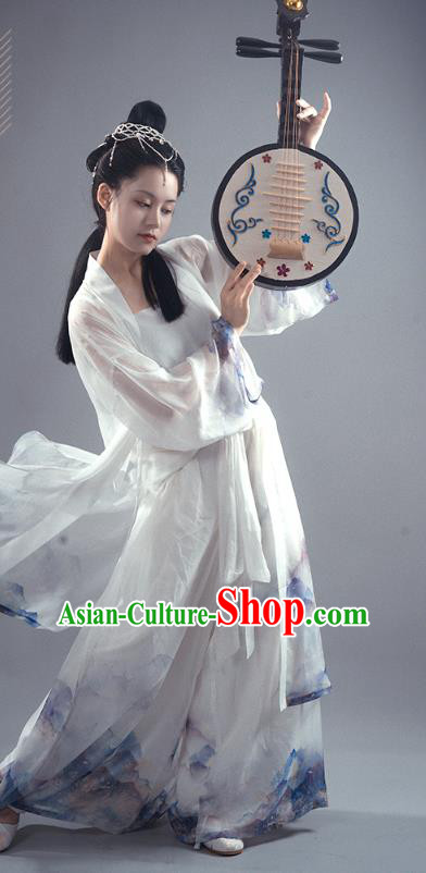 Chinese Ancient Young Female Hanfu Apparels Traditional Costumes Song Dynasty Dance Lady Garment Printing BeiZi Top and Pants Full Set