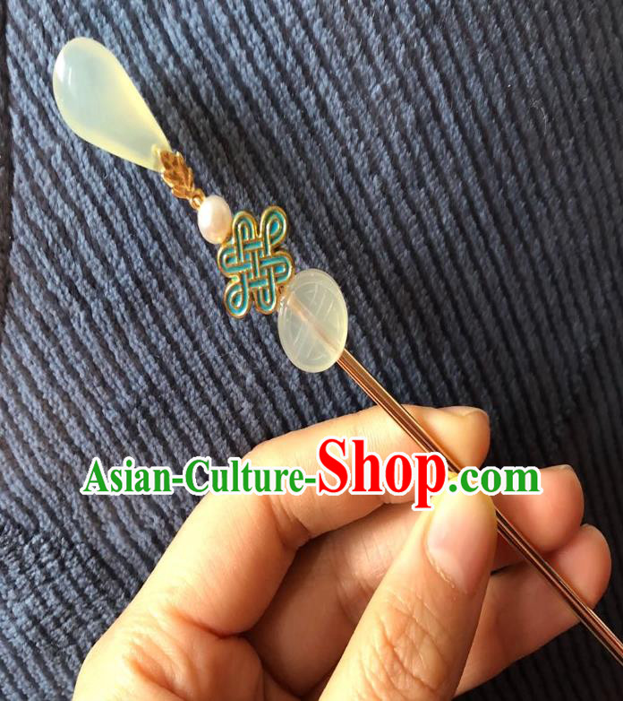 Chinese Ancient Palace Empress Hairpins Hair Accessories Handmade Ming Dynasty Court Aventurine Hair Stick