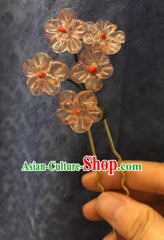Chinese Ancient Palace Lady Orange Plum Blossom Hairpins Hair Accessories Handmade Plastic Flowers Hair Stick