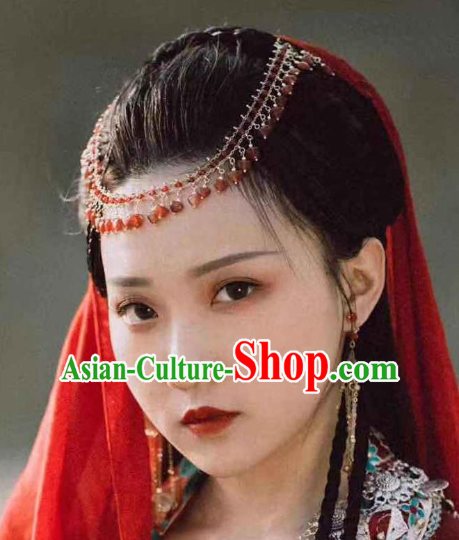 Chinese Ancient Swordswoman Frontlet Hairpins Hair Accessories Handmade Tang Dynasty Princess Hair Stick