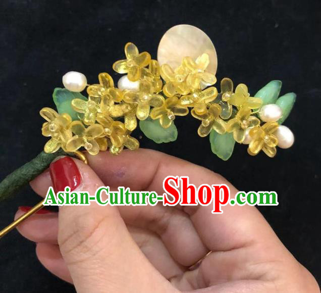 Chinese Ancient Princess Hairpins Hair Accessories Handmade Ming Dynasty Fragrans Flower Hair Stick