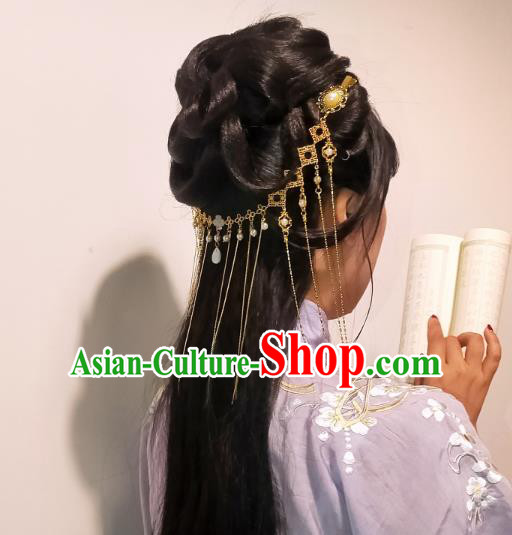 Chinese Ancient Empress Golden Tassel Hair Clasp Hairpins Hair Accessories Handmade Ming Dynasty Palace Hair Stick